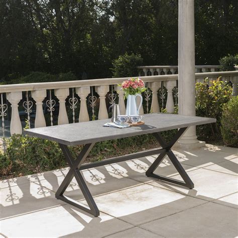 Rolando Outdoor Grey Aluminum Dining Table with 